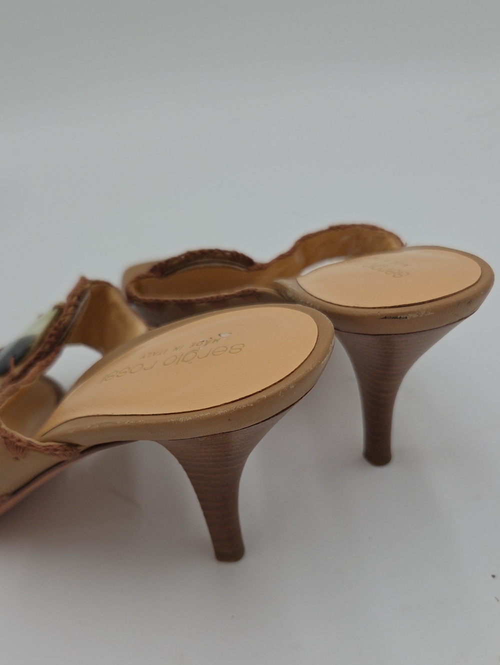 Sergio Rossi Italy  Leather Thong Slide Sandals size 39.5 US 9.5 - Picture 4 of 6